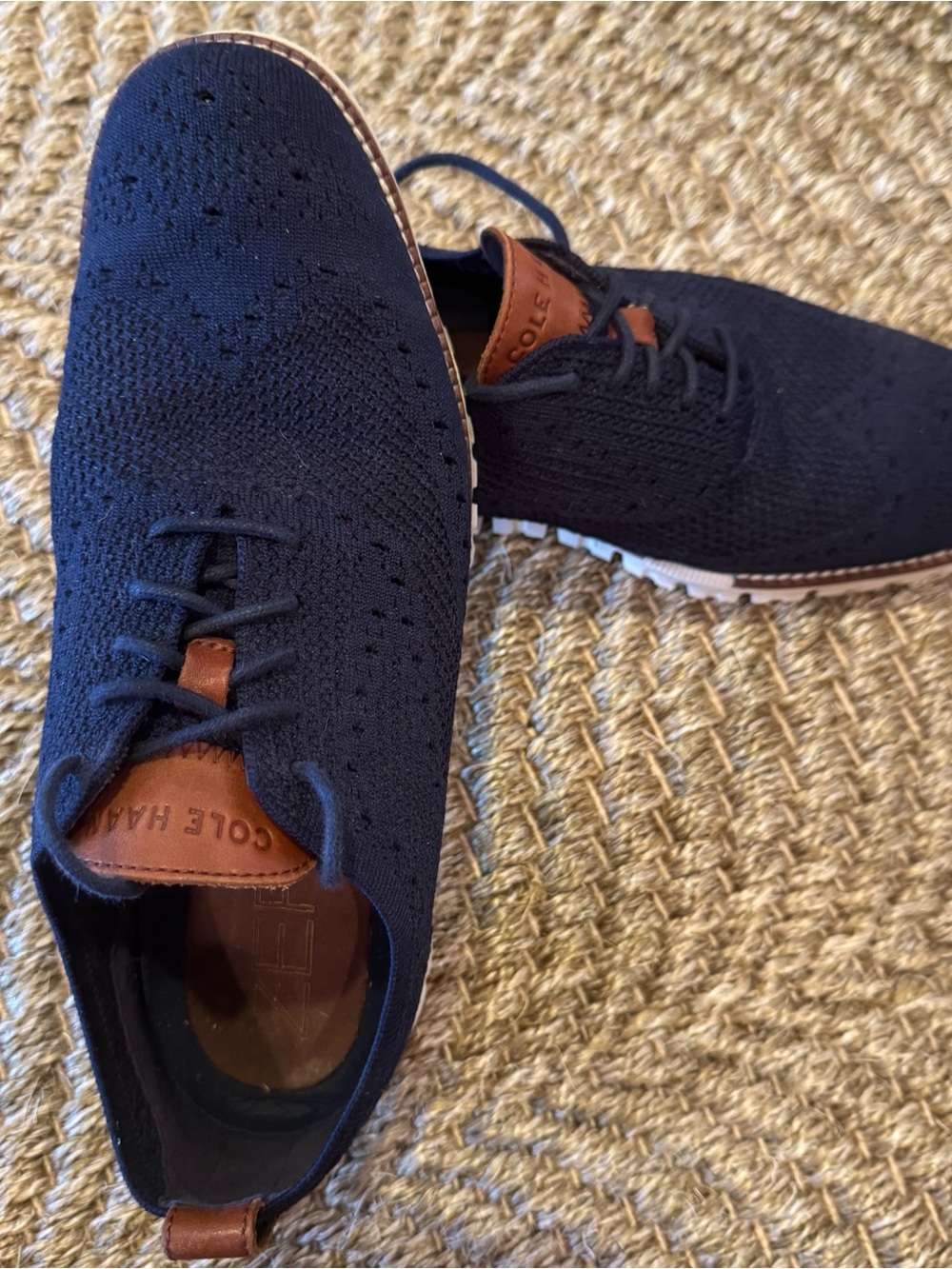 Cole Haan Navy Knit Oxford with Tan Leather Accents